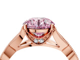 Rose gold Fancy Pink Round Cut Cut Diamond Twisted Band with Milgrain Pave Setting and Four-Prong Setting_4