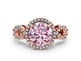 Rose gold Fancy Pink Round Cut Cut Halo Diamond Infinity Band with Four-Prong Setting