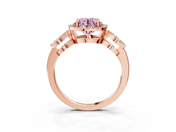 Rose Gold Round Pave Infinity Halo Engagement Ring Setting for Fancy Pink Center
