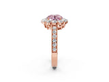 Rose gold Fancy Pink Round Cut Cut Halo Diamond Pavé Engagement Ring with Milgrain Detailing_2