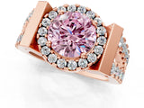 Rose gold Fancy Pink Round Cut Cut Halo Split Shank Prong Set Ring_1