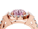 Rose gold Fancy Pink Round Cut Cut Halo Split Shank Prong Set Ring_4