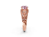 Rose gold Fancy Pink Round Cut Cut Milgrain Pave Diamond Engagement Ring with Four-Prong Setting_5