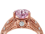 Rose gold Fancy Pink Round Cut Cut Milgrain Pave Diamond Engagement Ring with Four-Prong Setting_7