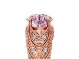 Rose gold Fancy Pink Round Cut Cut Milgrain Pave Diamond Engagement Ring with Four-Prong Setting_8