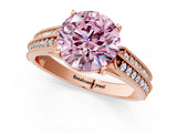 Rose gold Fancy Pink Round Cut Cut Pave Split Shank Engagement Ring with Four-Prong Setting_1