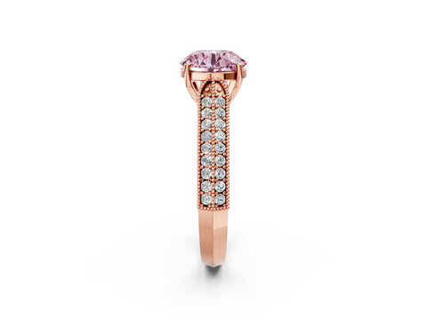 Rose gold Fancy Pink Round Cut Cut Pave Split Shank Engagement Ring with Four-Prong Setting_2