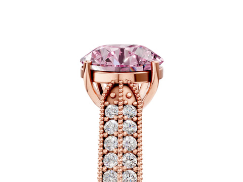 Rose gold Fancy Pink Round Cut Cut Pave Split Shank Engagement Ring with Four-Prong Setting_5