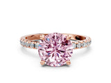 Rose gold Fancy Pink Round Cut Diamond Brilliant Solitaire Ring with Pavé Band and Four-Prong Setting_24