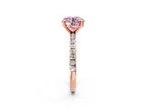 Rose gold Fancy Pink Round Cut Diamond Brilliant Solitaire Ring with Pavé Band and Four-Prong Setting_26