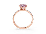 Rose gold Fancy Pink Round Cut Diamond Brilliant Solitaire Ring with Pavé Band and Four-Prong Setting_27