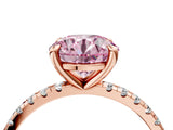 Rose gold Fancy Pink Round Cut Diamond Brilliant Solitaire Ring with Pavé Band and Four-Prong Setting_28