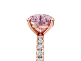 Rose gold Fancy Pink Round Cut Diamond Brilliant Solitaire Ring with Pavé Band and Four-Prong Setting_29