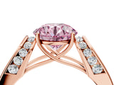 Rose gold Fancy Pink Round Cut Diamond Channel Set Solitaire Ring with Four-Prong Setting_16