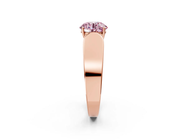 Rose Gold Round Channel Set Engagement Ring Setting for Fancy Pink Center with Wide Band