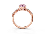 Rose gold Fancy Pink Round Cut Diamond Cluster Pavé Band with Four-Prong Setting_6