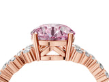Rose gold Fancy Pink Round Cut Diamond Cluster Pavé Band with Four-Prong Setting_7
