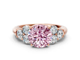 Rose gold Fancy Pink Round  Cut Diamond Cluster Ring with Round Accent Stones and Prong Setting on a Classic Band_29