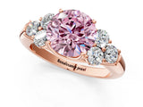 Rose gold Fancy Pink Round  Cut Diamond Cluster Ring with Round Accent Stones and Prong Setting on a Classic Band_30