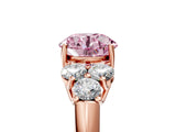 Rose gold Fancy Pink Round  Cut Diamond Cluster Ring with Round Accent Stones and Prong Setting on a Classic Band_34
