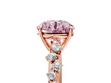 Rose gold Fancy Pink Round Cut Diamond Cluster Side Stone Solitaire Ring with Prong Setting_34