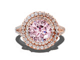 Rose gold Fancy Pink Round Cut Diamond Double Halo Ring with Pavé Band and Prong Setting_16
