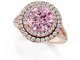 Rose gold Fancy Pink Round Cut Diamond Double Halo Ring with Pavé Band and Prong Setting_17