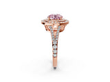 Rose gold Fancy Pink Round Cut Diamond Double Halo Ring with Pavé Band and Prong Setting_18