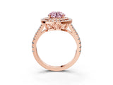 Rose gold Fancy Pink Round Cut Diamond Double Halo Ring with Pavé Band and Prong Setting_19