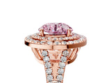 Rose gold Fancy Pink Round Cut Diamond Double Halo Ring with Pavé Band and Prong Setting_21