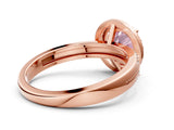 Rose gold Fancy Pink Round Cut Diamond Double Halo Ring with Split Shank and Four-Prong Setting