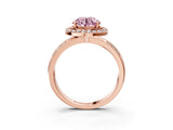 Rose gold Fancy Pink Round Cut Diamond Double Halo Ring with Split Shank and Four-Prong Setting_3