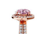 Rose gold Fancy Pink Round Cut Diamond Double Halo Ring with Split Shank and Four-Prong Setting_5