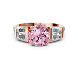 Rose gold Fancy Pink Round Cut Diamond Engagement Ring with Baguette Side Stones and Channel Set Band_17