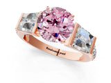 Rose gold Fancy Pink Round Cut Diamond Engagement Ring with Baguette Side Stones and Channel Set Band_18