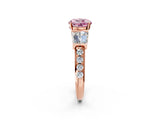 Rose gold Fancy Pink Round Cut Diamond Engagement Ring with Baguette Side Stones and Channel Set Band_19