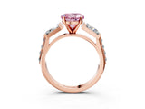 Rose gold Fancy Pink Round Cut Diamond Engagement Ring with Baguette Side Stones and Channel Set Band_20