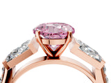 Rose gold Fancy Pink Round Cut Diamond Engagement Ring with Baguette Side Stones and Channel Set Band_21
