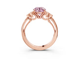 Rose gold Fancy Pink Round  Cut Diamond Engagement Ring with Bezel Set Round Side Stones and Prong Setting_32