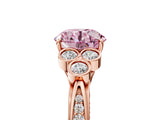 Rose gold Fancy Pink Round  Cut Diamond Engagement Ring with Bezel Set Round Side Stones and Prong Setting_34