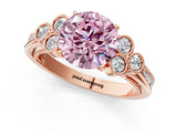 Rose gold Fancy Pink Round  Cut Diamond Engagement Ring with Bezel Set Round Side Stones and Prong Setting_40