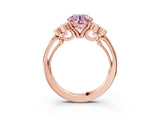 Rose gold Fancy Pink Round  Cut Diamond Engagement Ring with Bezel Set Round Side Stones and Prong Setting_42
