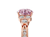 Rose gold Fancy Pink Round  Cut Diamond Engagement Ring with Bezel Set Round Side Stones and Prong Setting_44