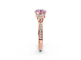 Rose gold Fancy Pink Round  Cut Diamond Engagement Ring with Bezel Set Round Side Stones and Prong Setting_53