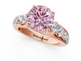 Rose gold Fancy Pink Round  Cut Diamond Engagement Ring with Pavé Band and Four-Prong Setting_4