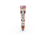 Rose gold Fancy Pink Round  Cut Diamond Engagement Ring with Pavé Band and Four-Prong Setting_5
