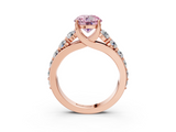 Rose gold Fancy Pink Round  Cut Diamond Engagement Ring with Pavé Band and Four-Prong Setting_6