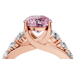 Rose gold Fancy Pink Round  Cut Diamond Engagement Ring with Pavé Band and Four-Prong Setting_7