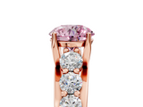 Rose gold Fancy Pink Round  Cut Diamond Engagement Ring with Pavé Band and Four-Prong Setting_8
