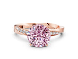 Rose gold Fancy Pink Round Cut Diamond Engagement Ring with Side Stone Accents and Four-Prong Setting_12